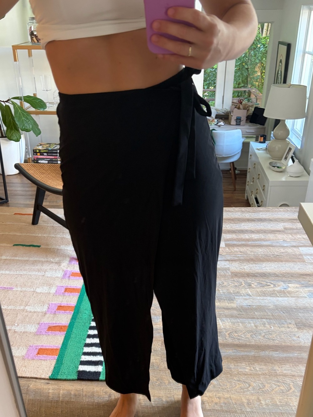 Black Wrap Tie Culottes